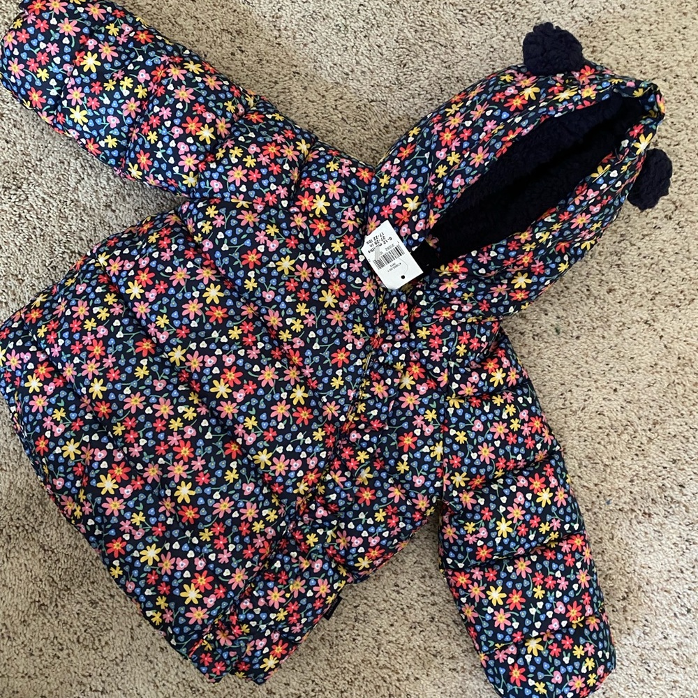 NWT Baby Gap floral girls winter coat Sz 6-12